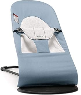 Bouncer Balance Soft, Blue/Gray, Woven/Jersey | 2-in-1 Adjustable Baby Bouncer Seat and Toddler Chair, Newborn to Toddler (8-29 lbs), 4 Positions, Lightweight & Portable