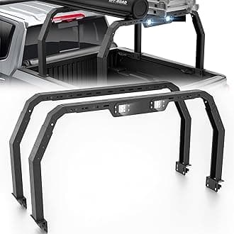 Bed Racks Truck Cargo Carrier Compatible with Tacoma/Gladiator JT/Ford Ranger/Chevy Colorado/GMC Canyon/Frontier with 2 pcs Led Lights, Overland Truck Rear Ladder Rack Back Cross Bars