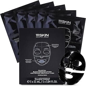 - 111SKIN Celestial Black Diamond Lifting and Firming Treatment Mask - Anti-Aging - Tone, Tighten, Retexturize Complexion - Fragrance Free - Set of 5 (2.5 oz each) - Face Mask