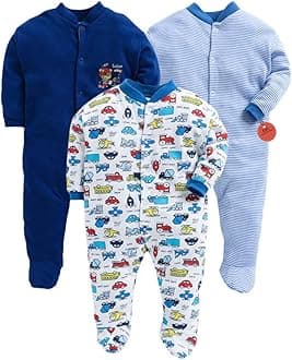 EIO® 100% Cotton Rompers/Sleepsuits/Jumpsuit/Night Suits for Newborn Baby Boys & Girls Pack of 3
