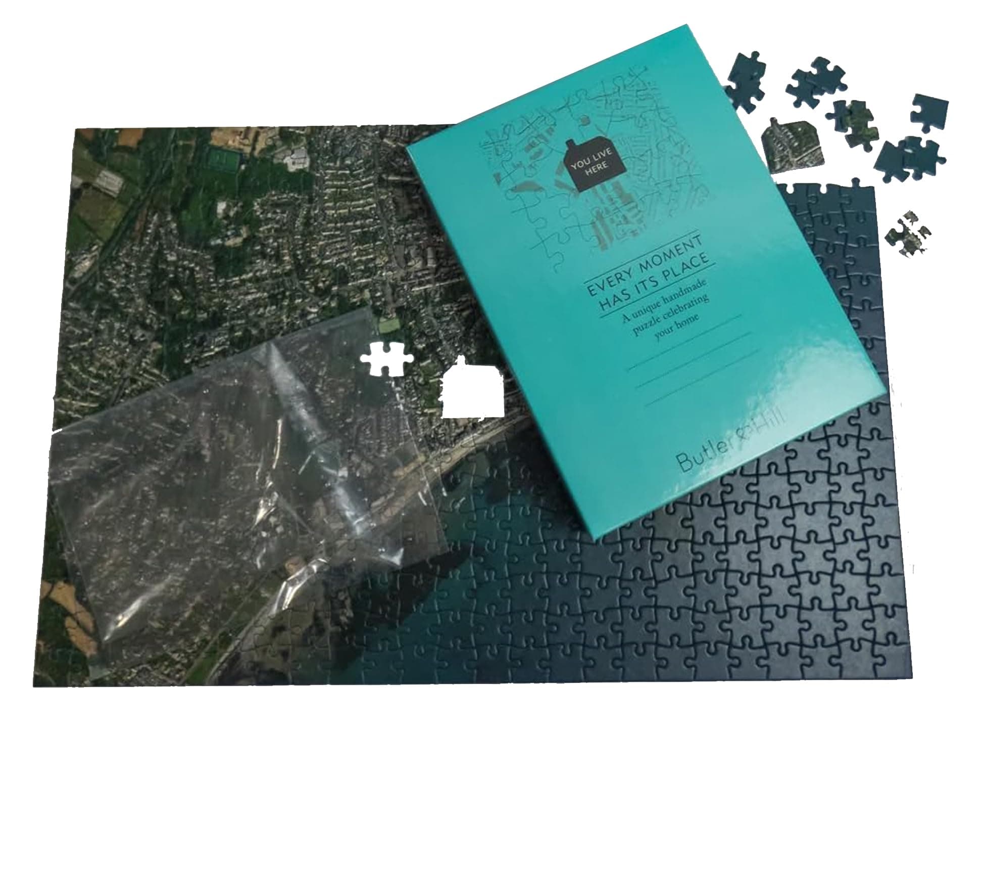 Custom Aerial Postcode 400 Piece Jigsaw Puzzle – Personalized Map with Unique House-Shaped Centerpiece, Made to Order with Your Special Address and Postcode