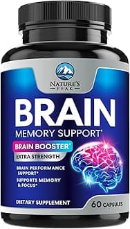 Brain Memory Supplement - 3X Strength Nootropics for Concentration, Clarity & Focus Support - Brain Health Cognitive Vitamins with Bacopa, Phosphatidylserine & DMAE, Brain Booster Pills, 60 Capsules