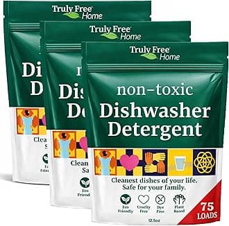 Truly Free Dishwasher Detergent Powder | Natural Dish Detergent, Dishwasher Soap | Plastic Free, Plant-Based, Clean, Heavy Duty Hard Water Stain & Grease Remover | Fragrance Free | 12.5 oz (Pack of 3)