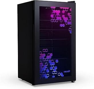 126 Can Beverage Refrigerator with HexaColor LED Lights | Small Mini Fridge for Bedroom, Gaming Room, or Office | Remote Controlled Lighting & Quiet Cooling