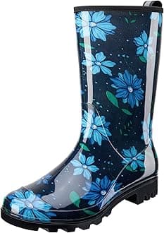 Women's Rain Boots Waterproof Mid Calf Garden Boots for Women