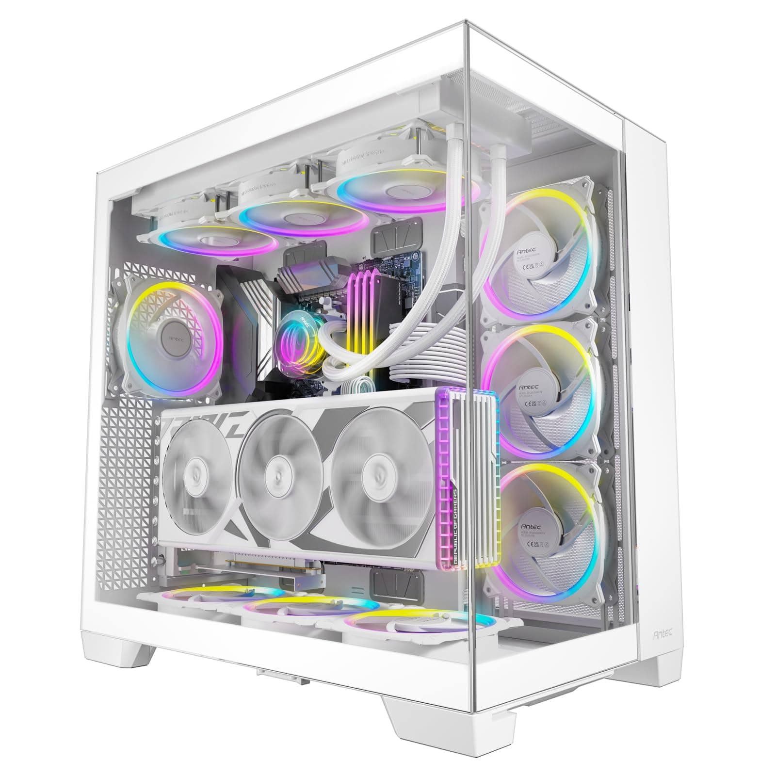 E-ATX Full Tower Case Constellation C8 White Pillarless Front & Side Glass Panel