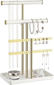 pickpiff Jewelry Holder Organizer with Velvet, Adjustable 10"-17" Tall, Metal...