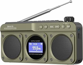SEMIER Digital AM FM Video Movie Radio Bluetooth Speaker, SW Handheld Rechargeable Radio Wireless Speaker, LCD Display, Loud Speakers, Headphone Jack, Support USB/TF Card MP3 Play for Home Outdoor