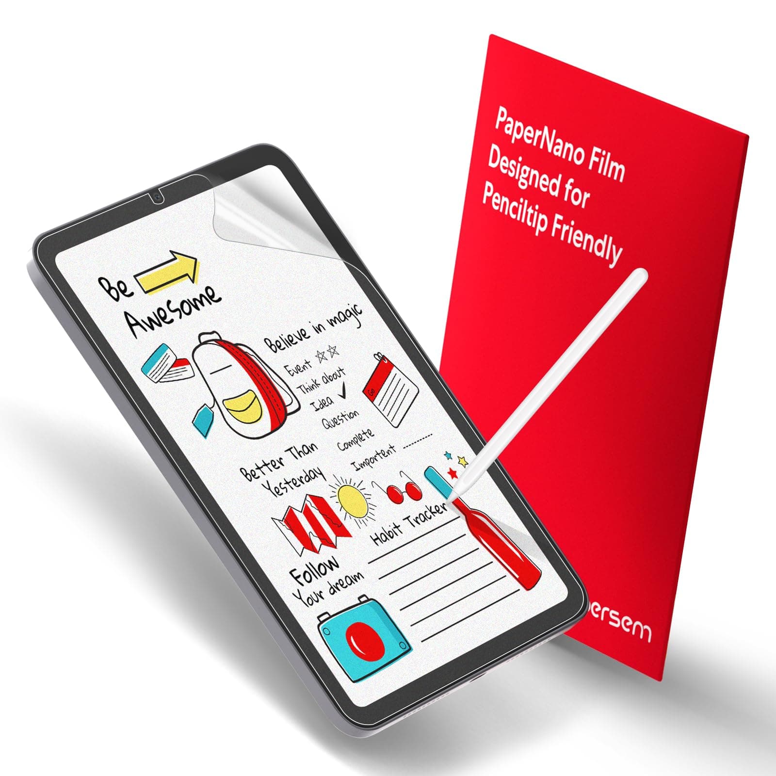 2-Pack Paper Screen Protector Compatible with iPad Mini 6 (2021) / iPad Mini 7 2024 (A17 Pro), 8.3 Inch, PET Film for Drawing, Anti Glare, Bubble Free, High Touch Sensitivity, Case Friendly