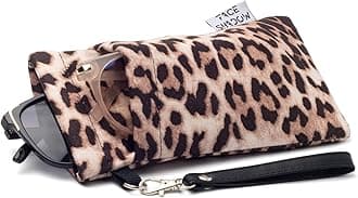 Face ShadowDouble Glasses Case Soft Eyeglass Case For Women Men Squeeze Top Sunglasses Case With Cleaning Cloth