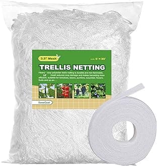 BaseGoal All-Weather Trellis Netting Mesh Plant Garden Vine Growing Flexible String Net (3.5" Mesh ployester, 5' Wx 30'L)