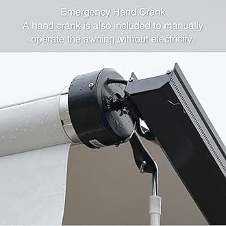 Awnlux Black Motorized Modular Retractable RV Awning Full Set Assemblies for RV, 5th Wheel, Travel Trailers, Toy Haulers, and Motorhome - RV Trailer Awning for Home or Camper - 13x8 Ft - Solid White