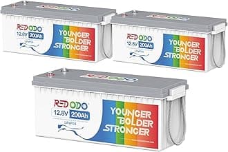 Redodo 12V 200Ah LifePO4 Lithium Battery (Pack3) LifePO4 Battery Built-in 100A BMS,4000-15000 Cycles,Perfect for Solar Home Storage, RV, Camping etc