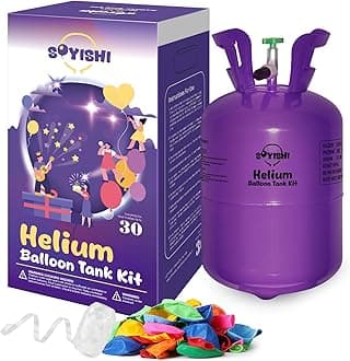 Helium Tank for Balloons at Home 7L Helium Balloon Pump Kit 30 Assorted Latex Balloons and Curling Ribbon Included 99.99% Pure Helium Gas (1 Tank)