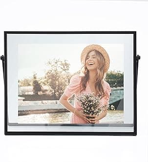 MIMOSA MOMENTS Metal Floating Picture Frame (Black, 5x7 horizontal)