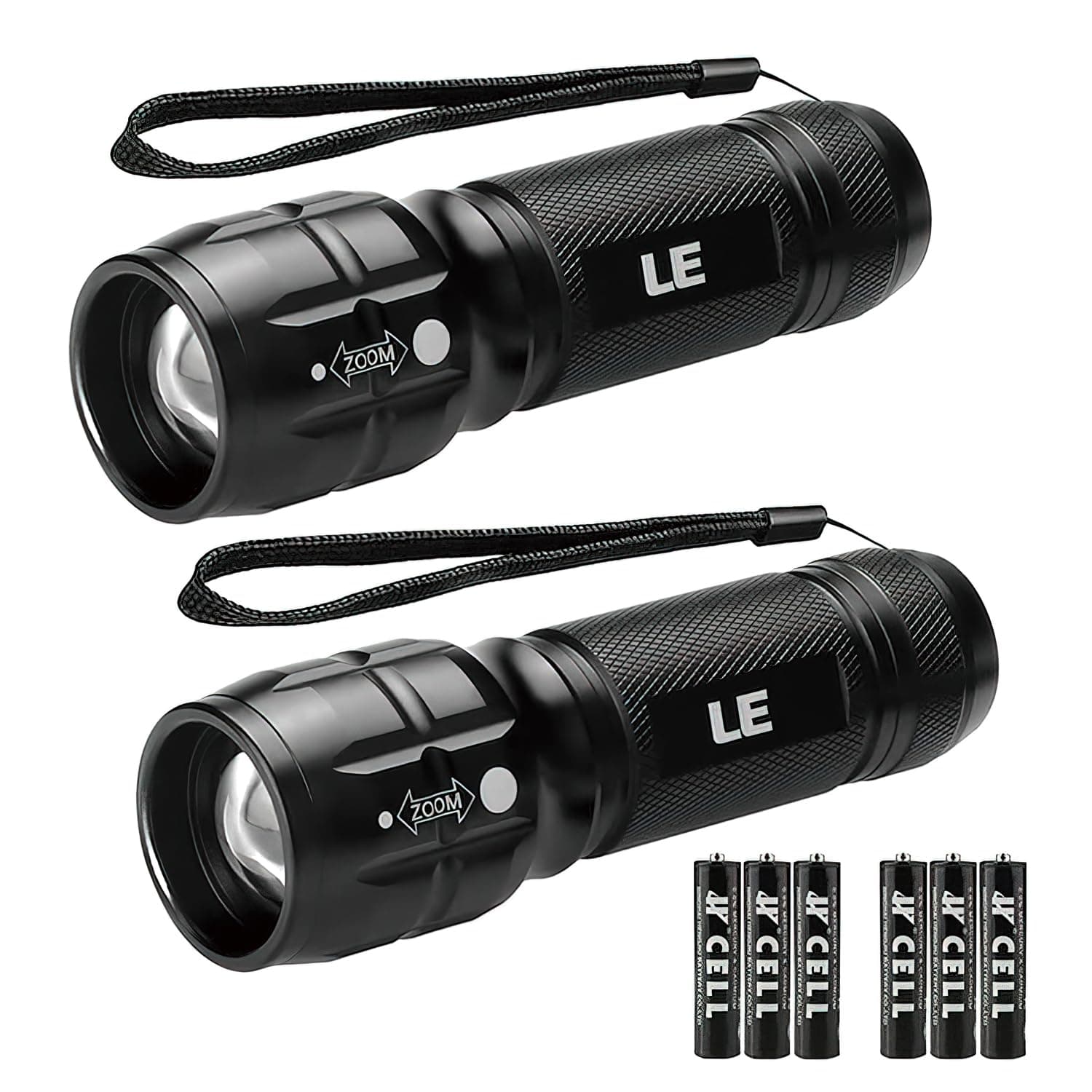 LED Flashlights High Lumens, Small Flashlight, Waterproof, Adjustable Focus Flash Light for Outdoor, Emergency, Camping, AAA Batteries Included, 2 Pack
