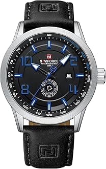 Sport Watches for Men Leather Band Waterproof Quartz Analog Wristwatch Easy to Read with Auto Date