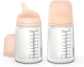 Suavinex Zero Zero Anti Colic Baby Bottle, No 1 Spanish Baby Bottle Brand, Minimizes Bottle Rejection & Nipple Confusion, Perfect for Breastfeeding Babies, Medium Flow, 2 Pk 9 oz, Fair