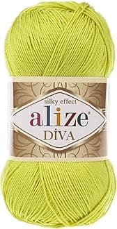 Alize Diva Silk Effect 100% Microfiber Acrylic Yarn 1 Ball skeins 100gr 383yds Color (109 - Lime)