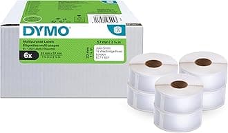 DYMO Authentic LabelWriter Multi-Purpose Labels, 32mm x 57mm, 6 Rolls of 1,000 Easy-Peel Labels (6,000 Count), Self-Adhesive, for LabelWriter Label Makers