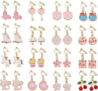 NEWITIN 16 Pairs Clip On Earrings for Women Cute Earring Charming Fashion Dangle Drop Earring Non Piercing Clip on Dangle Earrings for Women