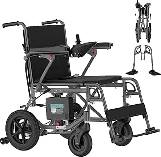 - Electric Wheelchair for Adults Lightweight Foldable Electric Wheelchair for Seniors Power Motorized Wheelchair (Darkgrey)