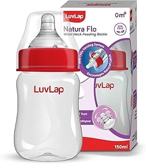 Anti-Colic Wide Neck Natura Flo Baby Plastic Feeding Bottle, 150Ml, New Born/Infants/Toddler Upto 3 Years, BPA Free