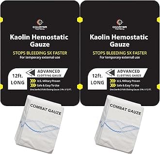 Charter Tactical First Aid Advanced Quick Clotting Combat Gauze - Flexible Hemostatic Gauze - to Stop The Bleed kit Faster with Quick Clotting Gauze - Survival Kit Supplies - 3" x 12.5' - Pack of 2