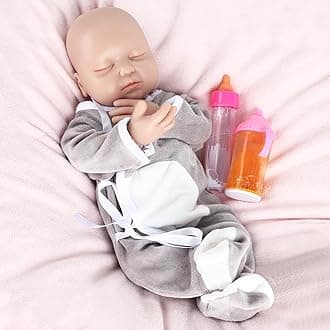 Vollence14 inch Silicone Baby Doll Not Vinyl Dolls Lifelike Realistic Newborn Platinum Silicone Baby Dolls Stress Relief Toys Anti-Stress My Melody with Clothes and Bottles Gift for Kids Age 3+