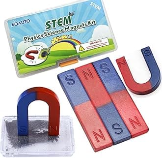 Physics Science Kids Magnet Kit for Education Experiment School Home,Including Educational Bar Magnets/Horseshoe Magnets/Magnetic Powder for Kids Students Teachers