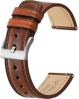 BISONSTRAP Leather Watch Straps, Classic Oil Waxed Leather, Quick Release Replacement Band for Men and Women, Band Width 18mm 20mm 22mm