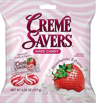 Strawberries and Creme Hard Candy | The Taste of Fresh Strawberries Swirled in Rich Cream | The Original Classic Brought To You By Iconic Candy | 6.25oz Bag