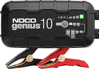 GENIUS10, 10A Fully-Automatic Smart Charger, 6V and 12V Portable Automotive Car Battery Charger, Battery Maintainer, Trickle Charger and Battery Desulfator with Temperature Compensation