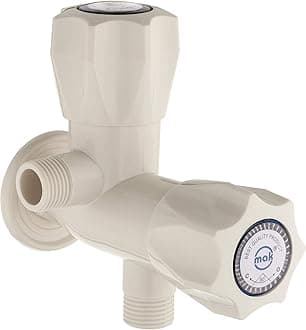Mak ABS Plastic 2 Way Angle Water Tap for Hot & Cold Water Kitchen, Bathroom Wash Basins,1/2 Inch Thread (Ivory) Pack of 4, Polished