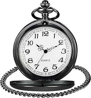 Smooth Vintage Pocket Watch with Chain, Arabic Numerals Scale Mens Watch Christmas Graduation Birthday Gifts Fathers Day