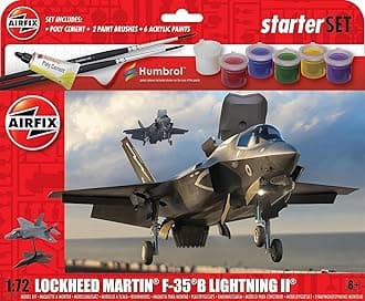 Model Airplane Kit Starter Set - A55010 Lockheed Martin F-35B Lightning II, Plastic Plane Model Kits for Adults & Kids 14+, Skill Level 1, 1:72 Scale WW2 Military Aircraft Models