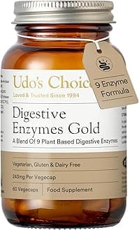 Digestive Enzymes Supplement – UDO’s Choice Enzymes Gold – 9 Plant-Based Enzymes for Protein, Fat & Carb Digestion – High Strength – Gluten Free, Dairy Free, Vegetarian – 60 Vegecaps – One a Day