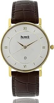 HMTCMinimalist Classic Roman Dial Analog Wrist Watch for Men - Premium Quartz Movement with Genuine Leather Strap, Elegant and Durable Design, Perfect for Formal, Casual, and Everyday Wear, Water-Resistant Timepiece