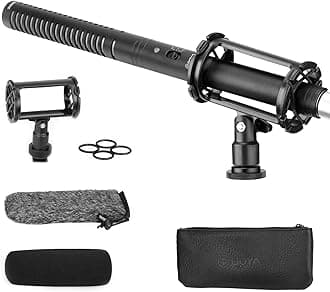 BOYA Professional External Shotgun Microphone for Camera DSLR Camcorder, with Shock Mount, Condenser XLR Mic for Filmmaking Broadcast Video Production Interview