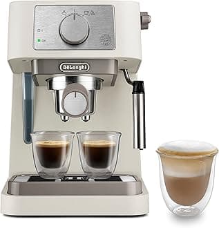 Manual Coffee Machine Stilosa EC260.CR, 15 Bar Pressure, Cappuccino System, Automatic Switch-Off, Compatible with ESE pods, 2 Level Tray, Capacity 1L Cream