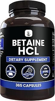 PURE ORIGINAL INGREDIENTS Betaine HCL (365 Capsules) No Magnesium Or Rice Fillers, Always Pure, Lab Verified