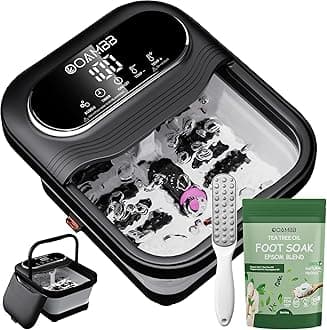 Collapsible Foot Spa with Heat, Bubble and Temp Control, Foot Bath Massager with XL Touch Screen and Massage Rollers, Foot Soaking Tub, Pedicure Foot spa for Stress Relief (Black +Green)