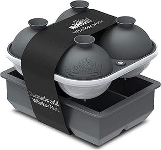 Large Silicone Premium Ice Trays, 2-Pack Combo, 2 Inches Big Cubes & 2.5 Inches Sphere Ice Molds - BPA Free, Craft Ice Maker for Gifting, Whiskey, Cocktails, Easy Release - Gray