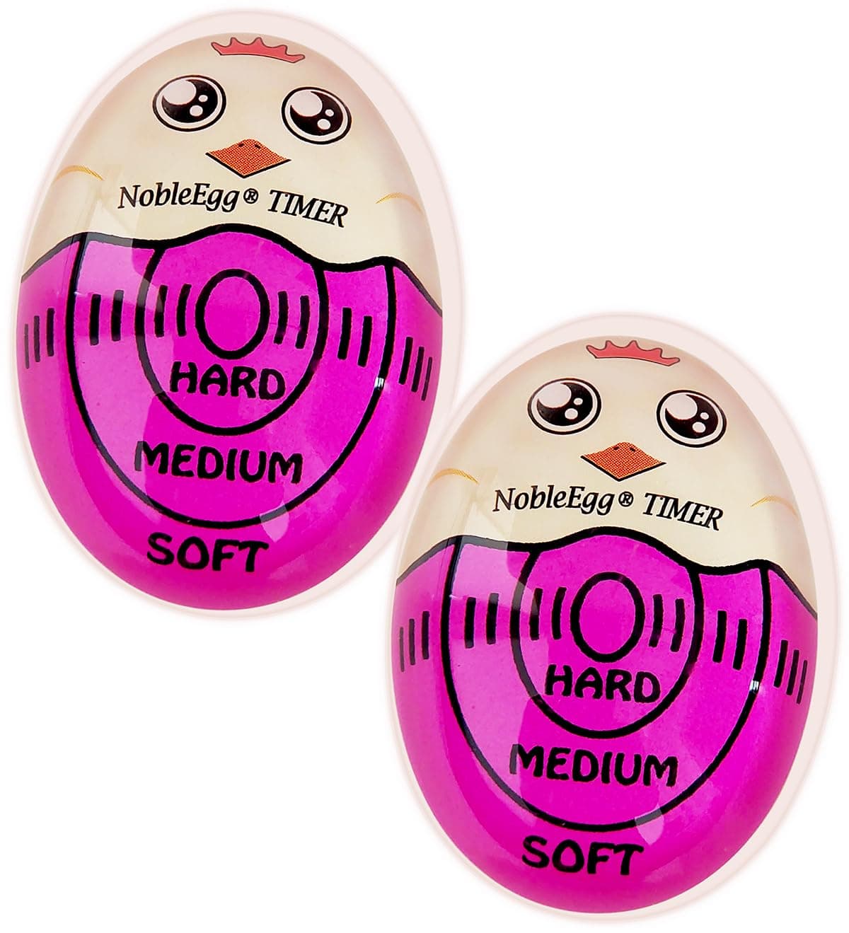 NobleEgg Egg Timer for Boiling Eggs, Soft Medium Hard Boiled Egg Timer That Changes Color When Done, No BPA, Basics line, Purple, Pack of 2