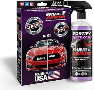 SHINE ARMOR Fortify Quick Coat Car Wax Polish Spray Waterless Wash & Wax Hydrophobic Top Coat Polymer Paint Sealant Detail Protection 16 Fl Oz