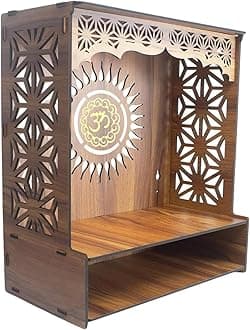 Wall Mounted Wooden Pooja Mandir for Home & Office with LED Spot Light, Big Size Temple, Devghar, Home Temple (Mandir Design 5)