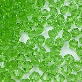 400pcs Bicone Crystal Beads 4mm Crystal Glass Faceted Beads for Necklace Bracelet Earrings DIY Jewelry Crafts Making Supplies(Light Green)