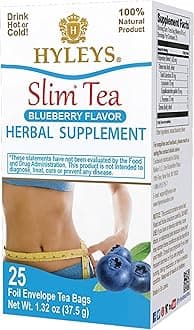 Hyleys Slim Tea Blueberry Flavor - Weight Loss Herbal Supplement Cleanse and Detox - 25 Tea Bags (1 Pack)