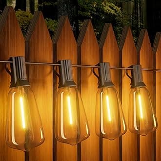Outdoor LED String Lights 120FT, 36M ST38 Garden Festoon Light Mains Powered, Waterproof Hanging Lighting for Outside Indoor Patio Cafe Party, Warm White for Garden Party