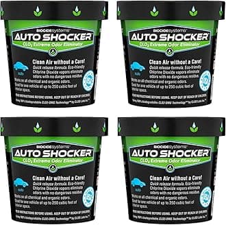 Auto Shocker Strong Quick Release Car Odor Eliminator, Eco-Friendly Smell Remover for Tough Odors in Vehicle Interiors, Up to 250 Cubic Feet (4-Pack)